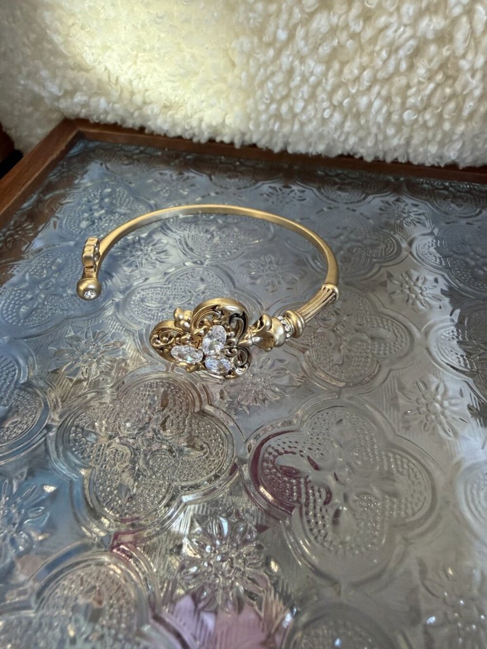NWOT Gold-Tone Crystal Filigree Cuff Bracelet - Matching Set Available